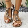Sandali Bohemian da Donna a Larghezza Larga, Scarpe Basse con Fibbia in Legno e Punta Aperta, Zoccoli Estivi Casual da Donna