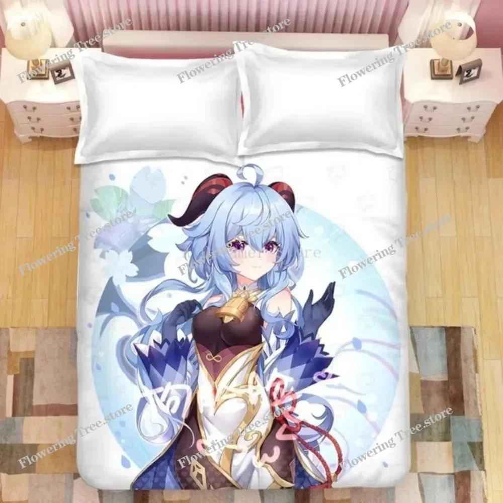 Gaming Genshin Impact Eula Bedding Set Anime 3D Boys Teens Duvet Cover Set Soft Bed Linen Queen King Single Size Bedroom Decor