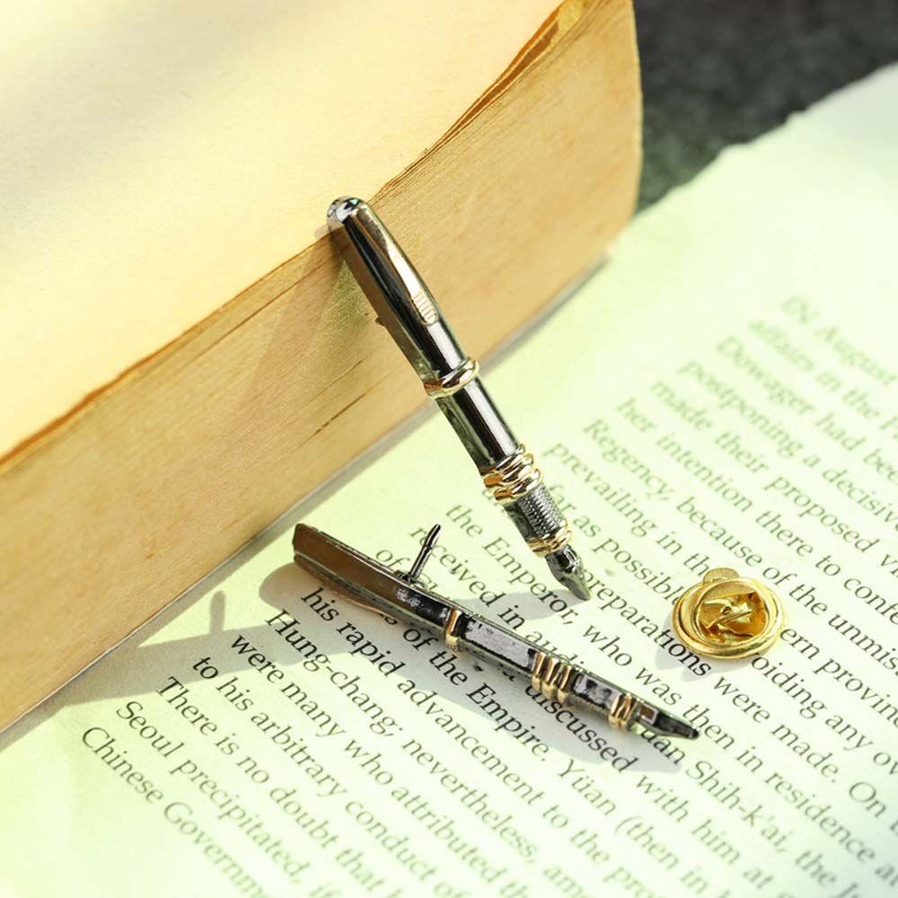 Pen Shape Gold Color Brooch Pins Pen Shape Brooch Men Brooches Korean Style Suit Shirt Brooch
