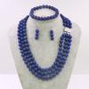 3 Reihen 8mm Lapislazuli Halskette Armband Ohrring Sets DIY Schmucksets Modeschmuck Herstellung Design Geschenke für Mädchen Frauen xu65