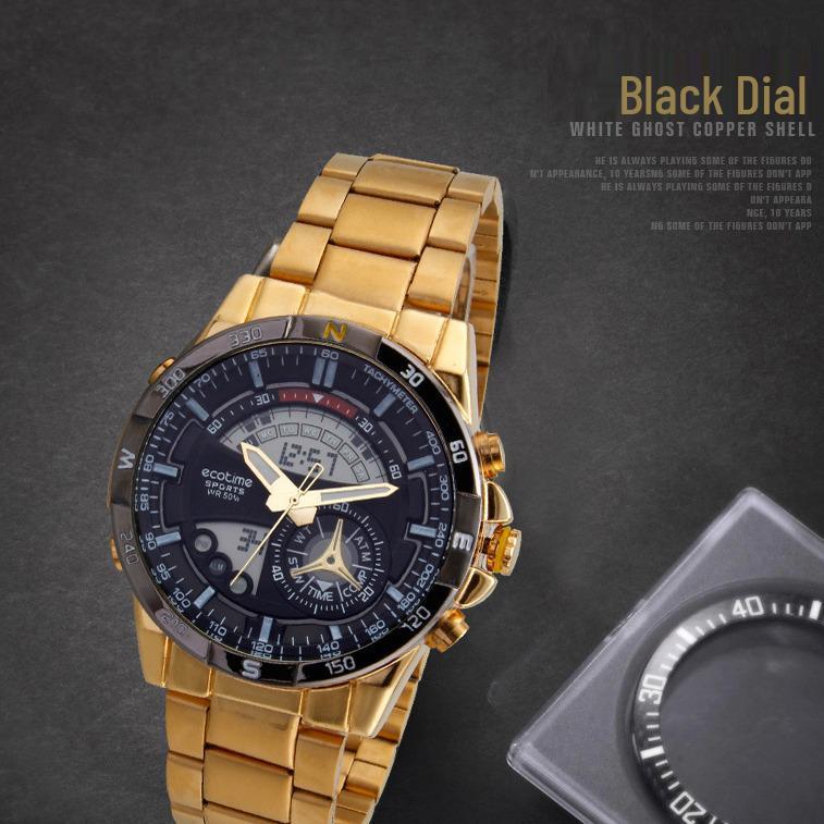 AMST Aimeishi Dual Display Waterproof Quartz Men's Watch - Gold