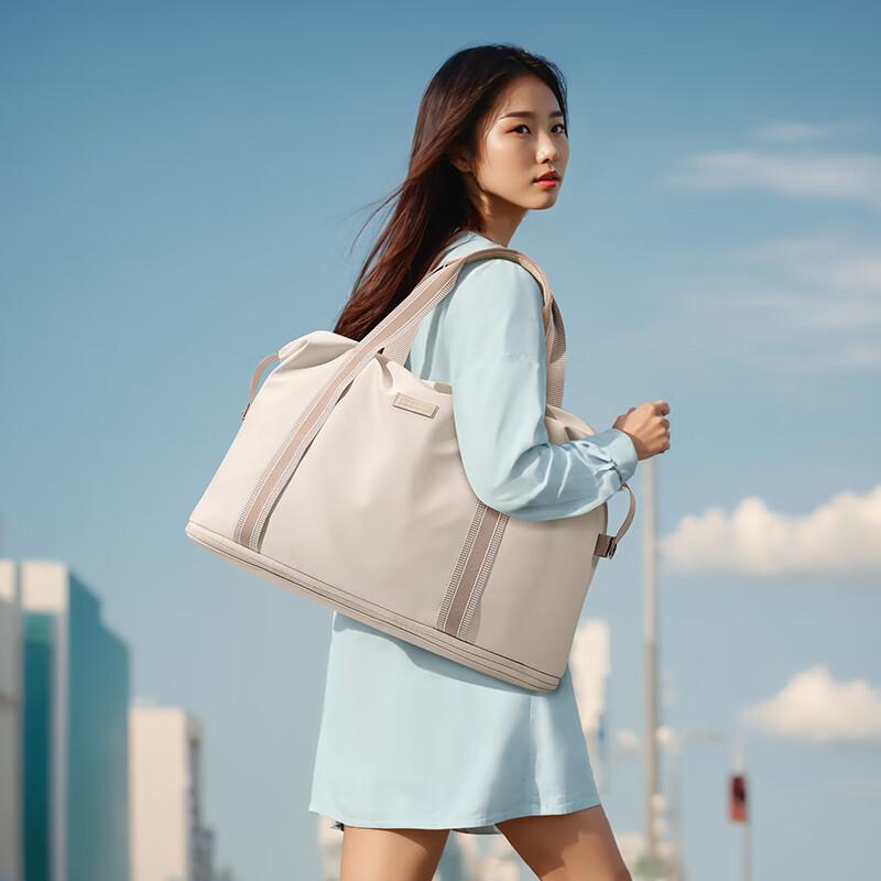 GOLF Expandable Travel Bag, Luggage Bag, Wet-Dry Separation, Gym Bag, Sports Handbag, Apricot Color