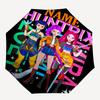 Ombrello Automatico Personalizzabile con Nome, Tema Cacciatori di Demoni KPop, Leggero e Portatile, 8 Stecche, Perfetto per Viaggi all'Aperto, Compleanni, Natale, Regali.