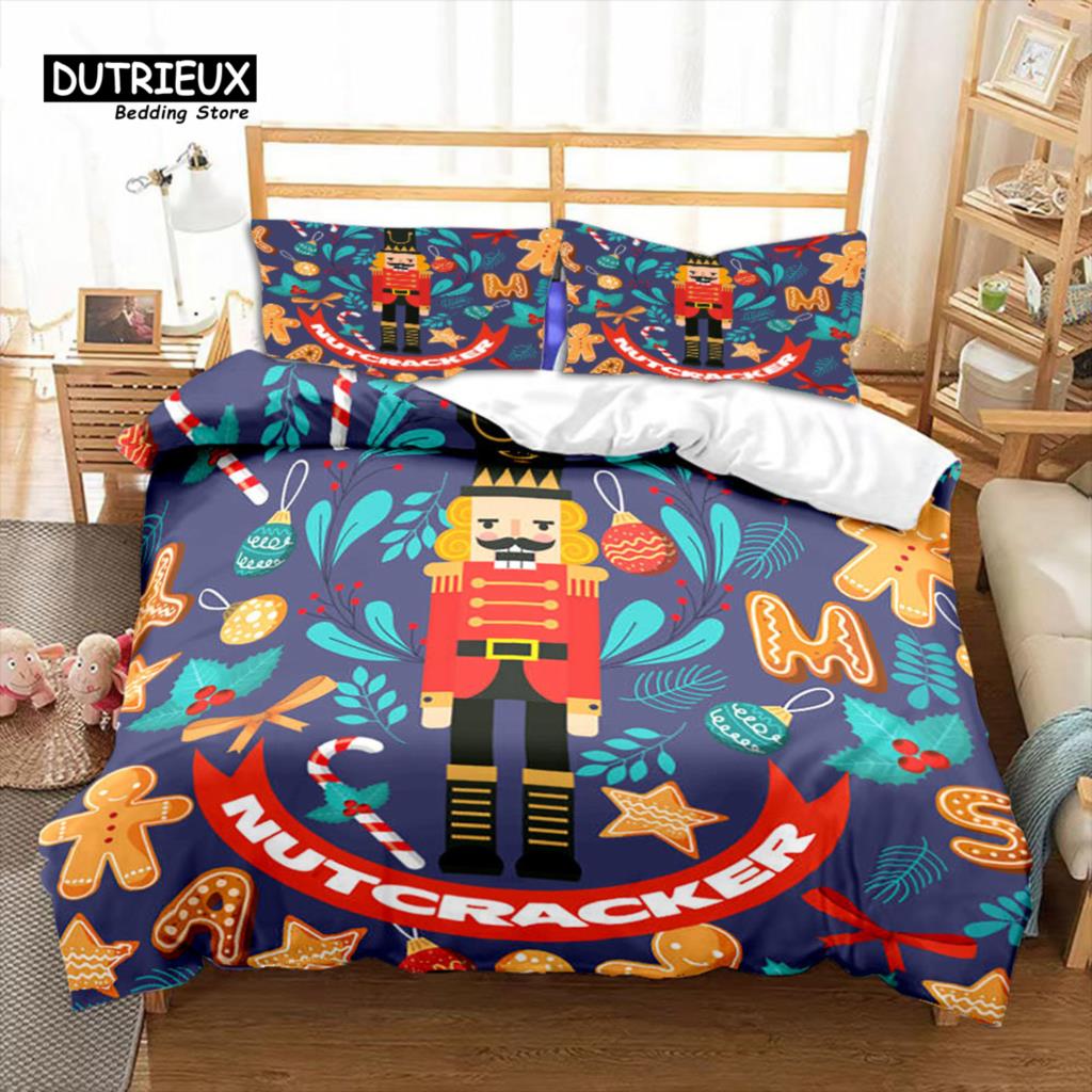 Comforter Nutcracker Christmas Bedding Set Cartoon Royal Guarder Comforter New Year Festival King Size