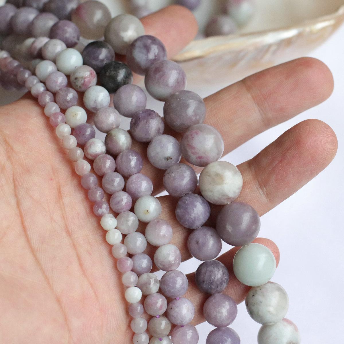 Natural Purple Lilac Jade Round Mica Beads 3-12mm for DIY Jewelry Accessories 3mm strand