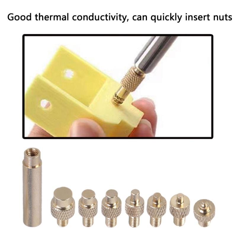 Heat Insert Nut Iron Tip Hot Melt Heat Set Insert Tool Soldering Iron Tip 3D Printing Modify Finishing Brass Thread