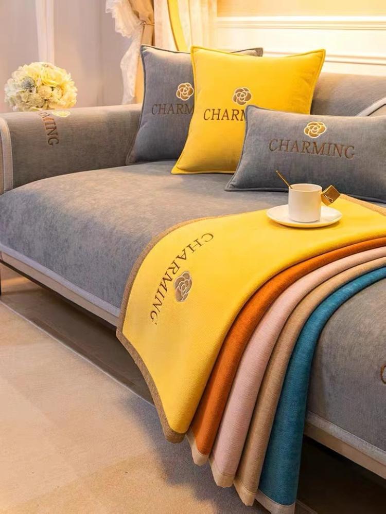 New Chenille Embroid Sofa Cover Solid Wrap Protect Sofa All-Inclusive Sofa Towel Fashion Pattern Living Room Sofa Cover