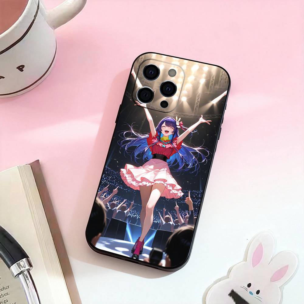O-Oshi Anime No Ko Phone Case For iPhone 17,16,15,14,13,12,11 Plus,Pro Max,Soft Silicone Black Cover