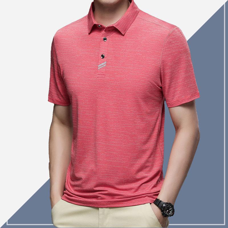 Einfarbiges Herren-Poloshirt, Business-Casual, lockeres, atmungsaktives Herren-Kurzarm-T-Shirt