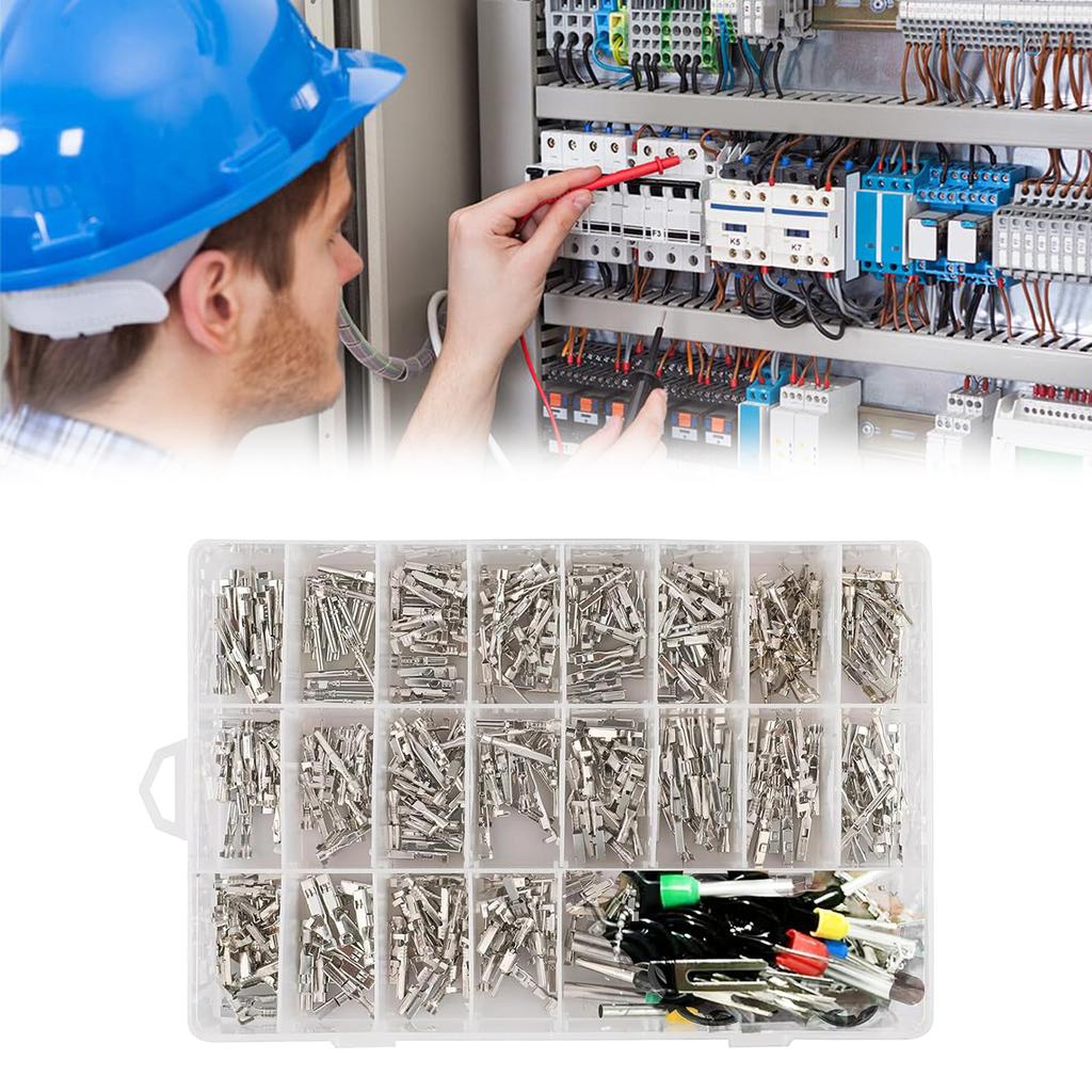 340pcs Automotive Electrical Wire Connectors Assorted Set Male Female Crimp Pins Not Insulated Plugs with Box for Car
