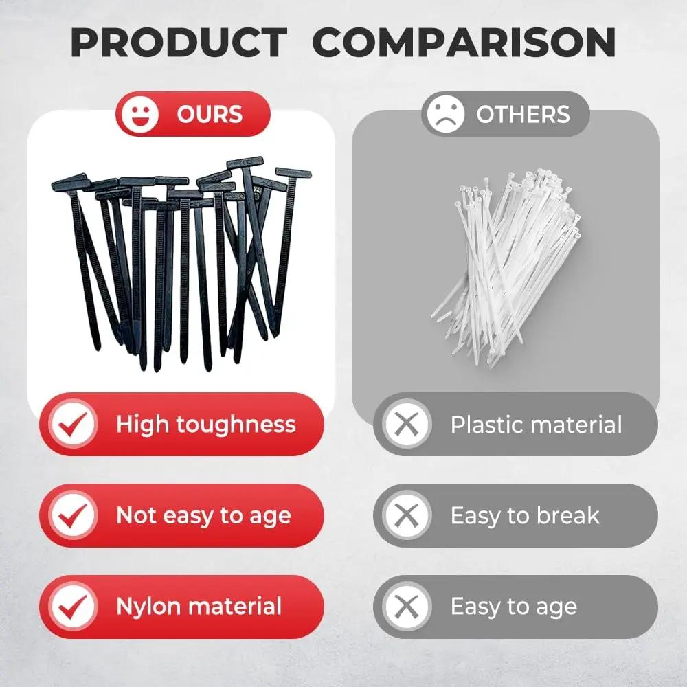 Indoor Outdoor General Purpose Cable Tie Buckles Releasable UV Resista 50Pcs Nylon Cable Zip Self Locking Heavy Duty Zip Ties