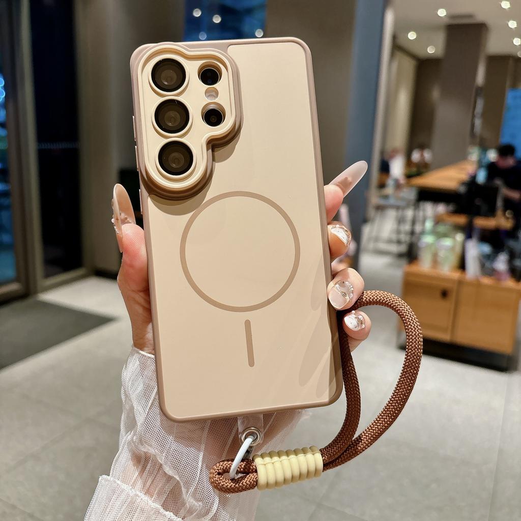 Applicable to Samsung S26Ultra mobile phone case two-color skin-sensitive magnetic belt lanyard S25 anti-drop matte A57 protective cover