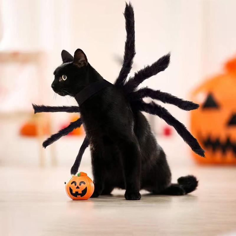 Pet Spider Costume for Cats Cat Dog Spider Cosplay Costume Furry Spider Costume for Cats Dogs Halloween Party Dress Up for Small
