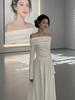 Off-White One-Shoulder Long-Sleeve Maxi Dress - 2026 High-End French Style Spring Collection
