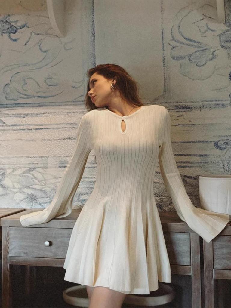 European & American Autumn French Retro Hepburn-Style Pleated Dress