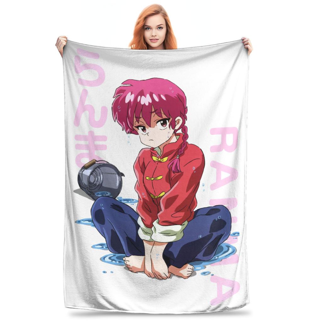 Ranma And Akane Tendo Blanket Fleece  Winter  Portable Soft Throw Blankets for Sofa Couch Bedding Throws,