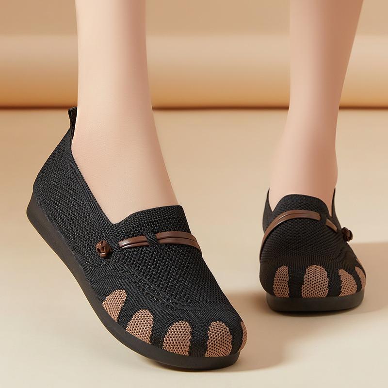 Shoes Women's Casual Shoes One Piece Women's Shoes Flat Bottom Shallow Mouth Mesh Shoes Soft Sole Light Single Shoes Breathable Mother Shoes