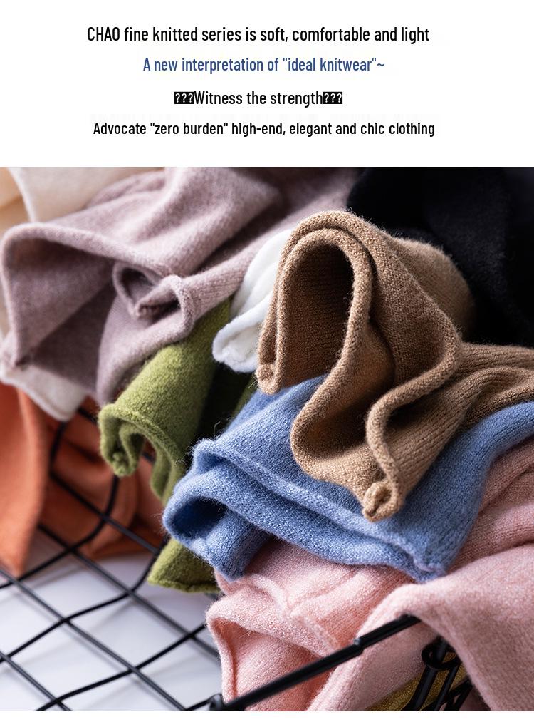 Women's High-Neck Solid Color Woolen Sweater - Slim Fit Knit Pullover for Autumn/Winter