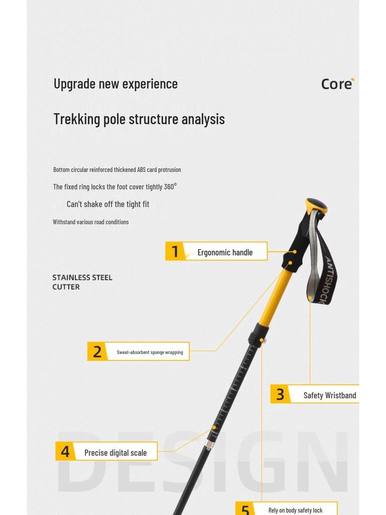 Ultralekki składany kij trekkingowy z włókna węglowego - Antypoślizgowy teleskopowy kij turystyczny i narciarski