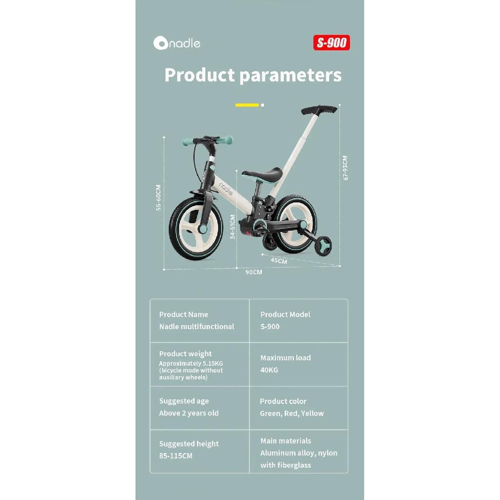 Bicicleta infantil bicicleta de equilíbrio 4 em 1 1-6 anos menina menino pedal dobrável
