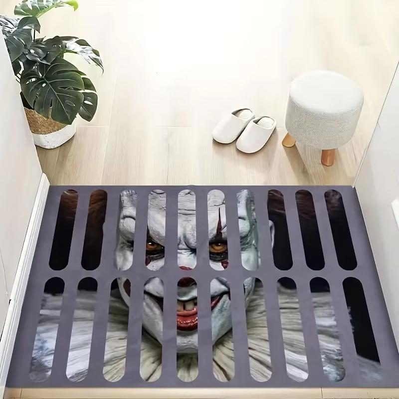 VIKAMA Halloween Horror Clown Carpet Skull Ghost Face Pattern Rugs Entrance Escape Floor Mat Halloween Party Decoration Carpet