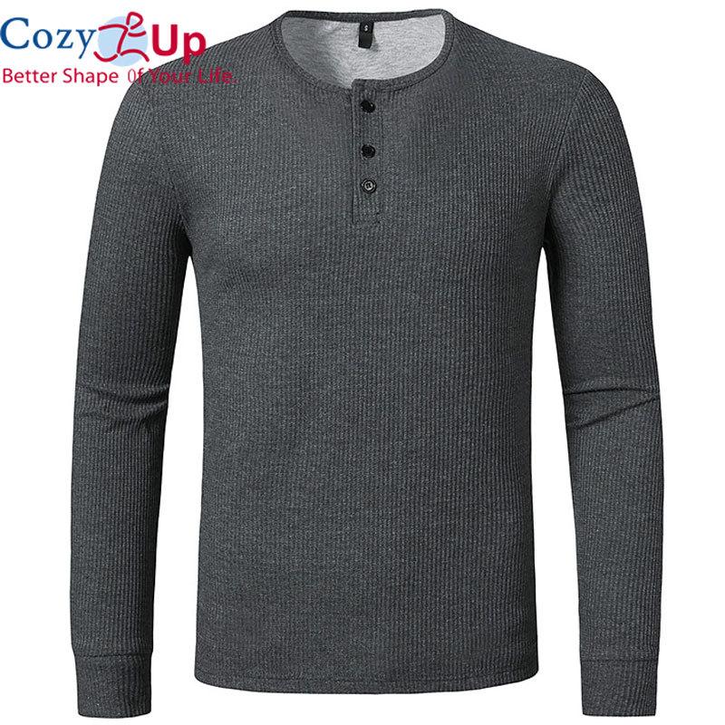 Cozy Up Waffel-T-Shirt Herren Henley Shirt Casual Slim Fit Langarm T-Shirt Homme Solid Hip Hop Camisetas Tops