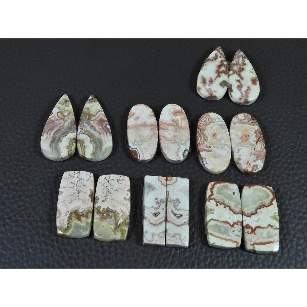 Natural Rosetta Crazy Lace Agate Mix Cabachon Loose Gemstone 07 Pcs Lot C-2610