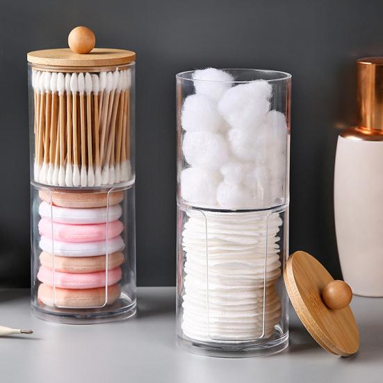 Aufbewahrungsbox für Wattestäbchen, Organizer mit Deckel, transparentes Design, Mehrzweck-Wattebällchen