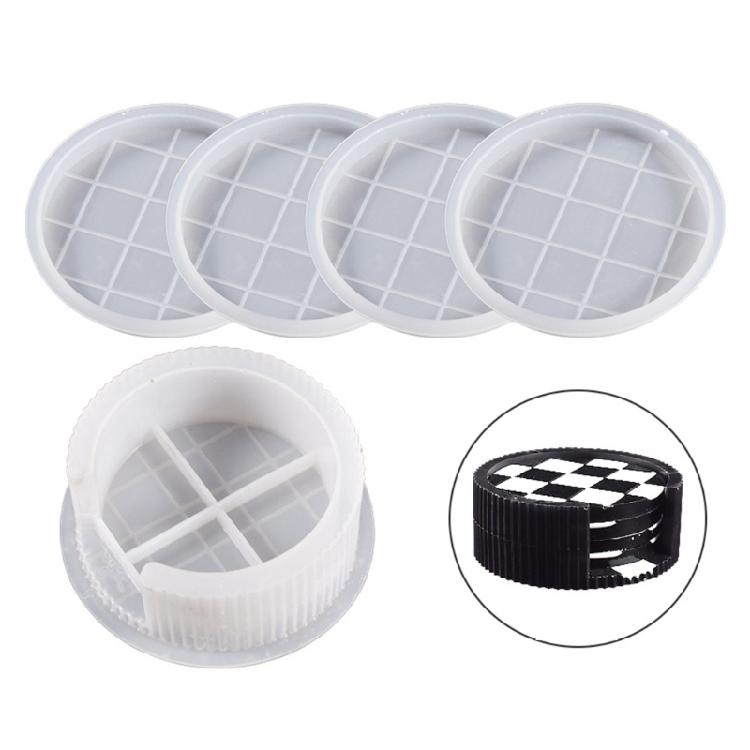 1/5Pieces Round Octagon Epoxy Casting Mould Resin Tray Coaster Mould Kit DIY