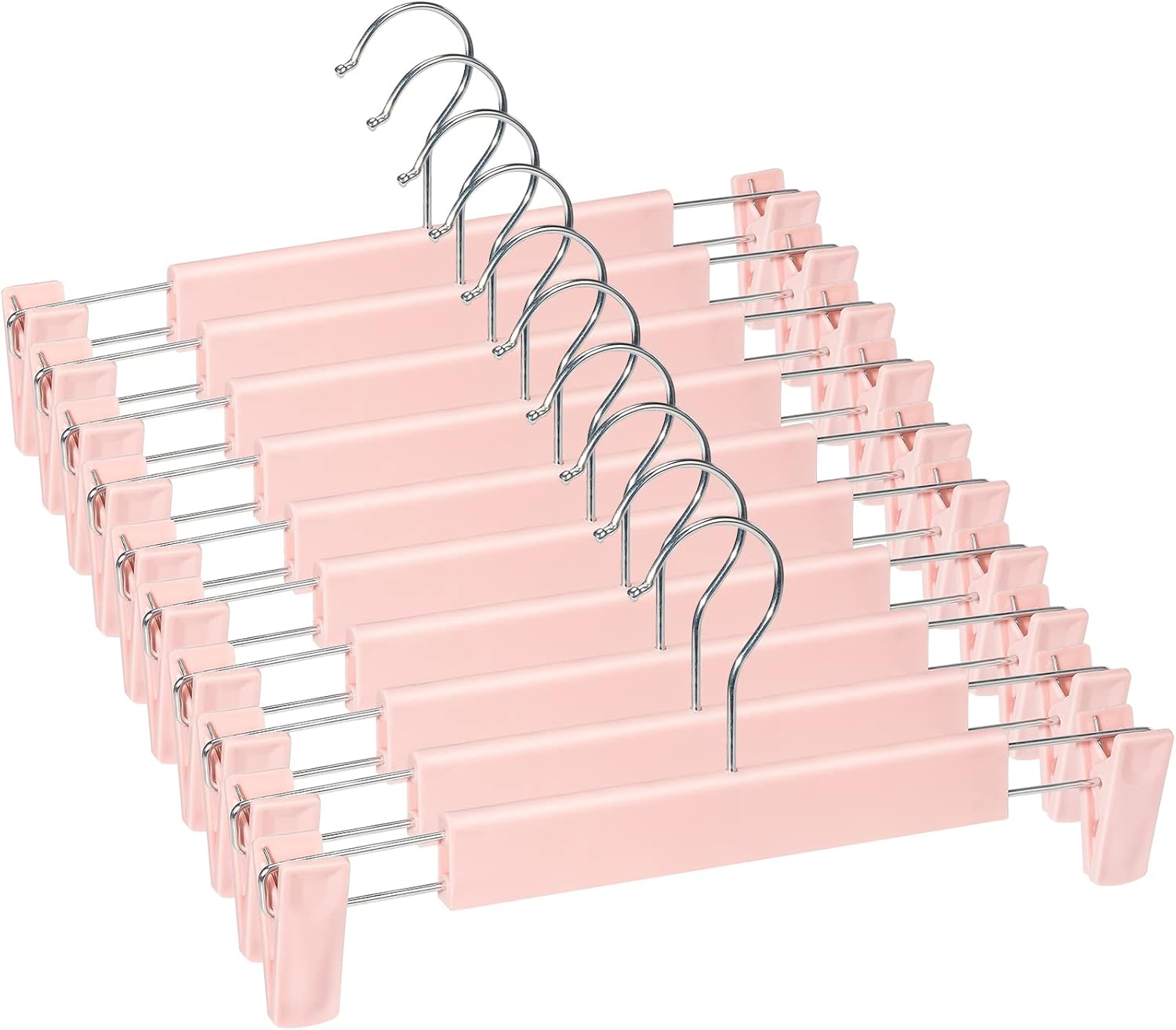 Вешалки для брюк с зажимами вешалки для юбок крючки вращающиеся на 360 Экономящие место вешалки для брюк юбок одежды джинсов 10Pack розовый 2300₽