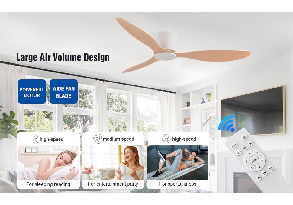 Remote-Control Ceiling Fan, No Light, 85-265V Wide Voltage