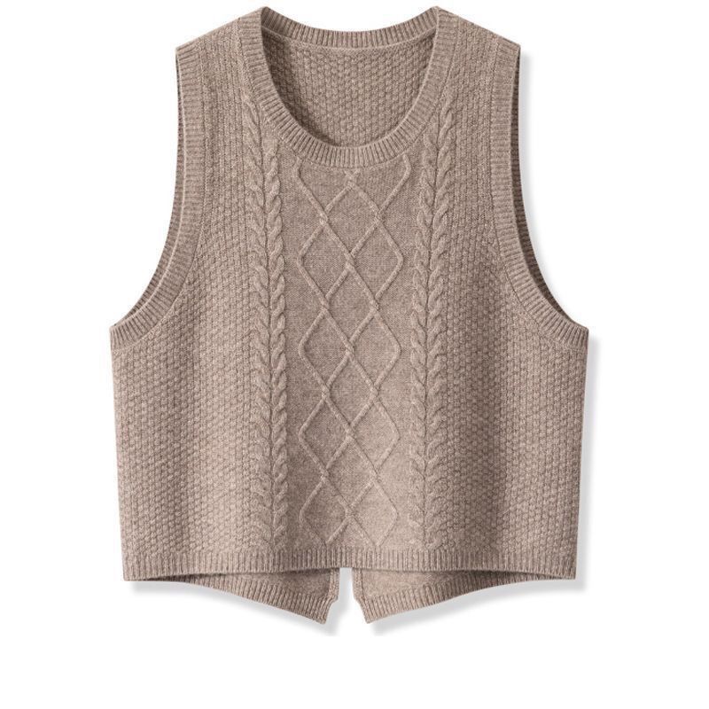 Women Cable Knit Waistcoat, Loose Sleeveless Knitted Vest, High Quality All Season Casual Sweater Gilet