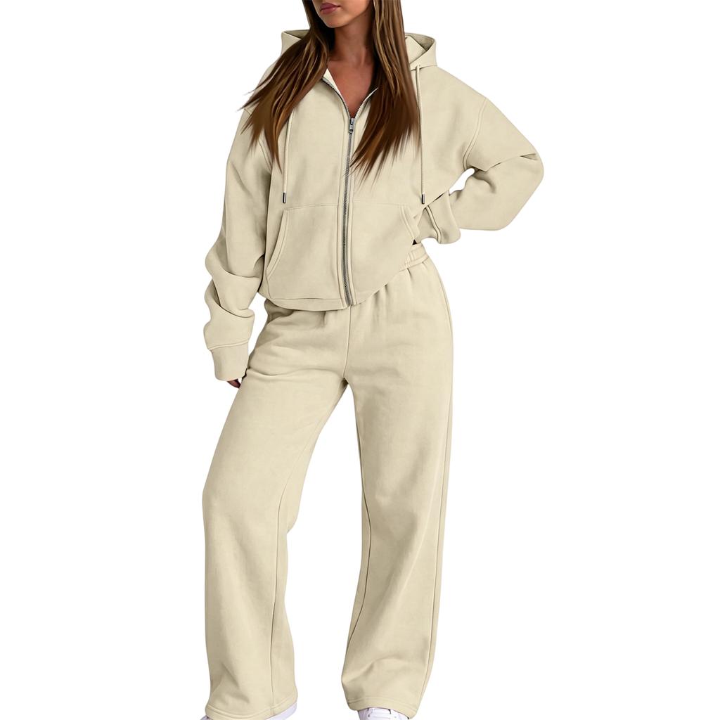 Women's Casual Sweatshirt Jacket Set Comfortable Loungewear for Fall Winter