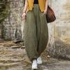 Johnature Women Vintage Bloomers Pants Elastic Waist Solid Color Spring Loose Cotton Ramie Women Patchwork Long Pants