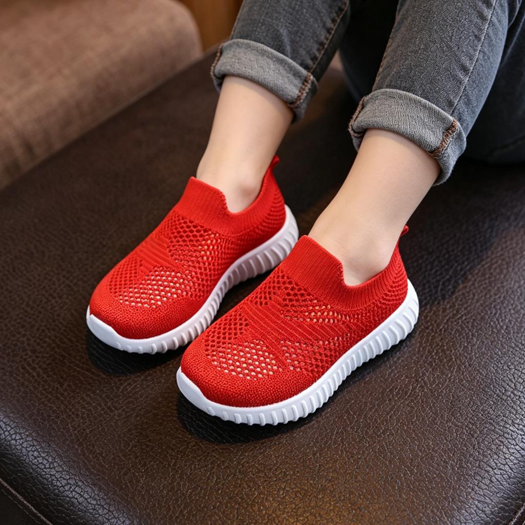 Scarpe da Bambino in Maglia Traspirante Suola Flessibile Leggera Slip-On Calzature Morbide Comode per Bambini Piccoli e Neonati
