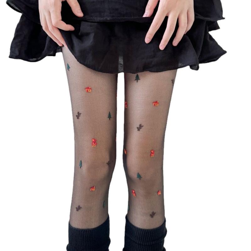 Weihnachten Ultra-Dünn Niedlich Baumhaus Element Strumpfhosen für Damen Süß Japanischer Stil Neue Jacquard Strümpfe für Damen