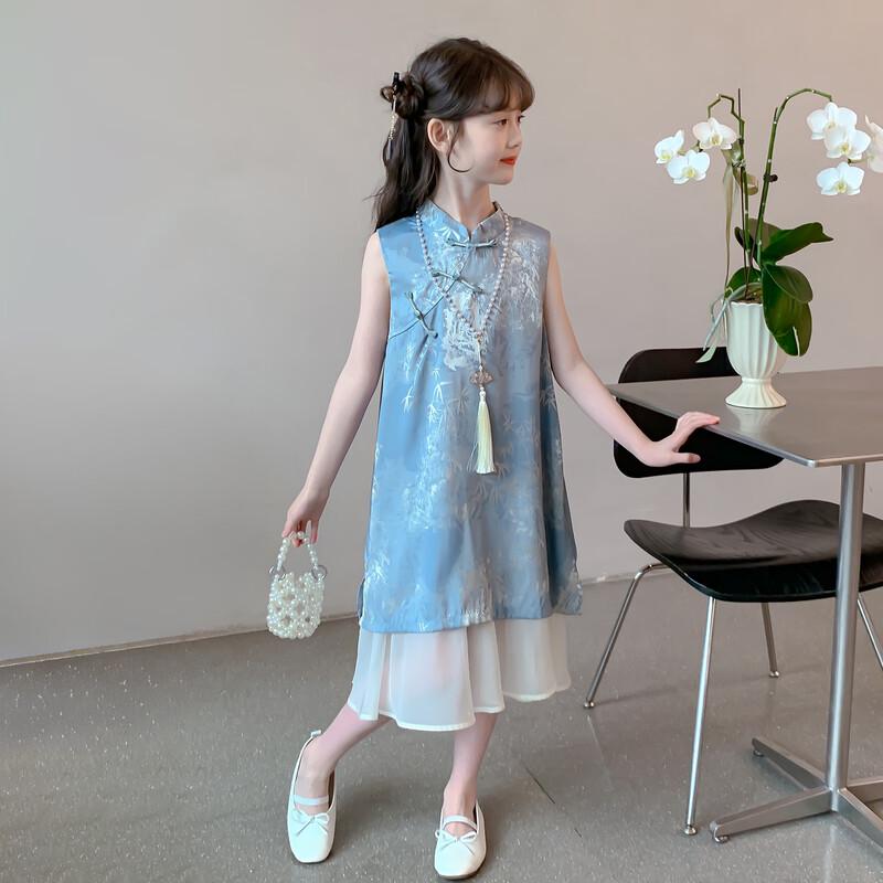 Girls' New Chinese Style Cheongsam Summer Princess Dress