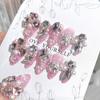 Medium Coffin Press On Nails with Rhinestones Designs Reusable Full Cover Glue On Fake Nails Press Ons Artificial False Nails Stick On Nails for Women