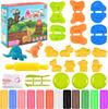 32 Piece Children's Clay Toy Set for Ages 4-6 Dinosaur And Animal Shaping Tools Creative Dough Accessories Kids Gift