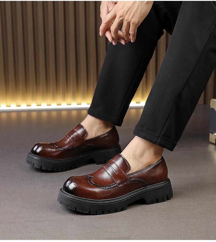 Men's Loafers 46 Large Size New Block Leather Shoes Fashion Men's Foot Casual Leather Shoes Business Shoes