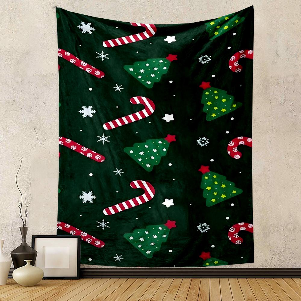 Christmas trees candy cane snowflakes tapestry Patterned tapestry for bedroom and living room home decor sofas