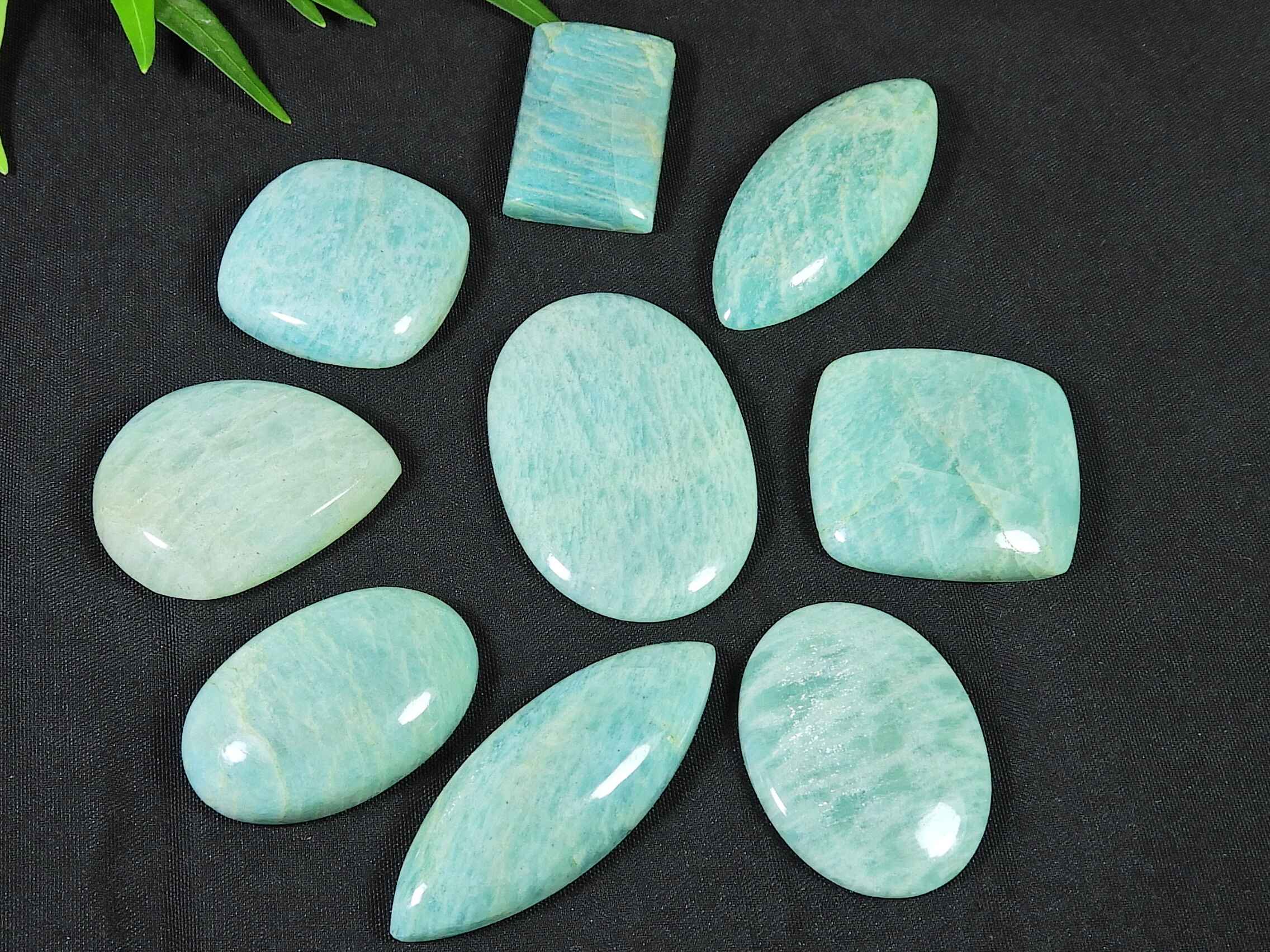 

24-27MM Natural Amazonite Mix Shape Cabochon Loose Gemstone 11Pcs Lot 300Cts RQ-4013