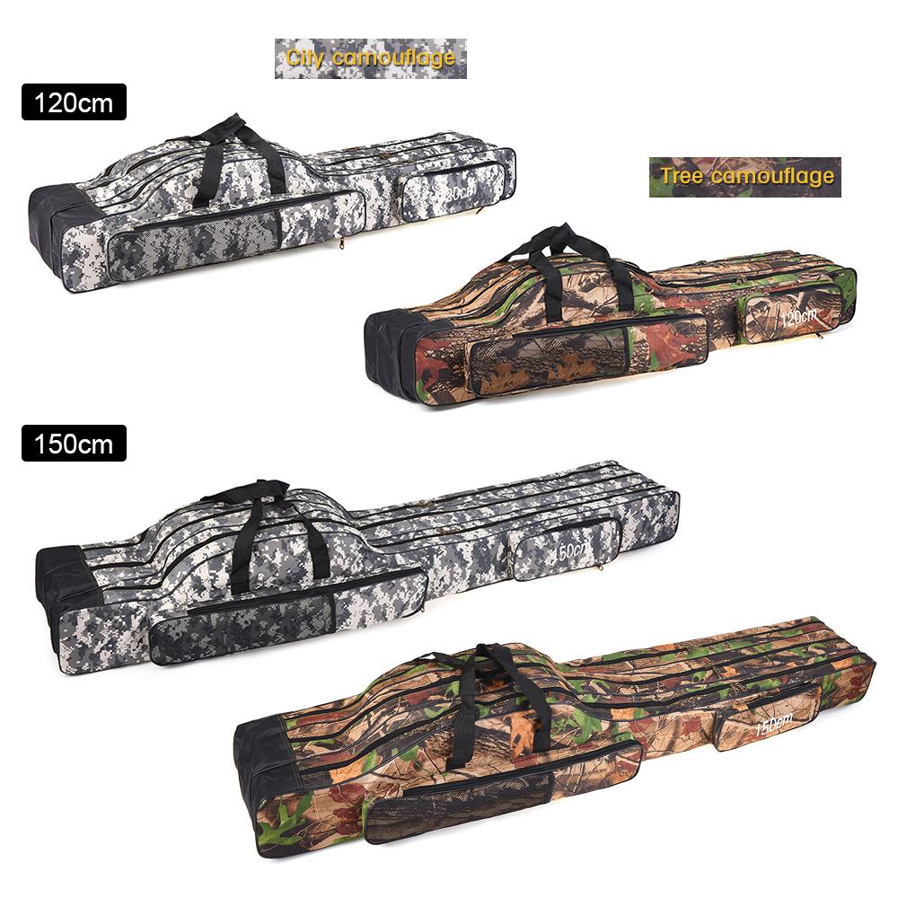 120cm 150cm 3 Schichten Angeltasche Tragbar Faltbar Angelrute Rolle Tasche Angelzubehör Tragetasche Koffer Reise Aufbewahrungstasche