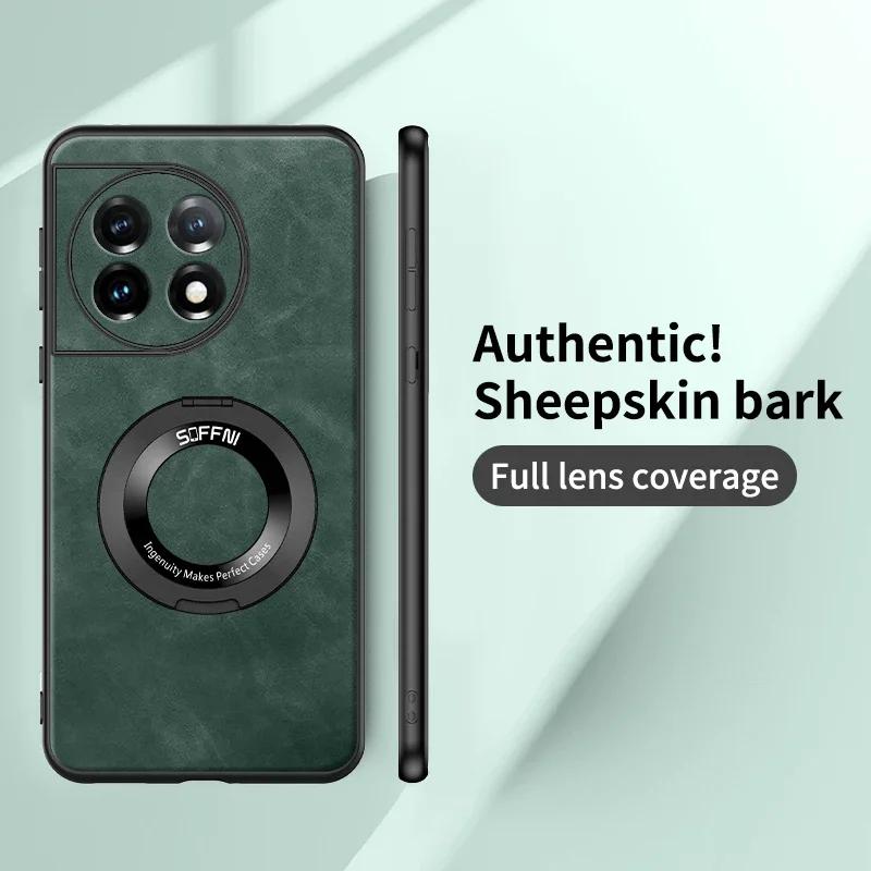 For OnePlus 13 12 11 One Plus 11 12 G For Skin Leather Matte Wireless Charging Ring Magnetic ShockProof Cover
