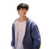 Miu Style Men's Reversible Blue Plaid Hooded Zip-Up Sweatshirt, Perfect for Spring and Autumn, Clean Fit, Versatile Cardigan Jacket