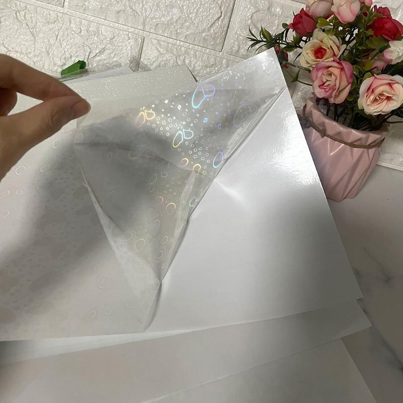 5 Sheets Clear Holographical Overlay Lamination Vinyls Self-Adhesive Laminate Waterproof Vinyls Sticker Paper