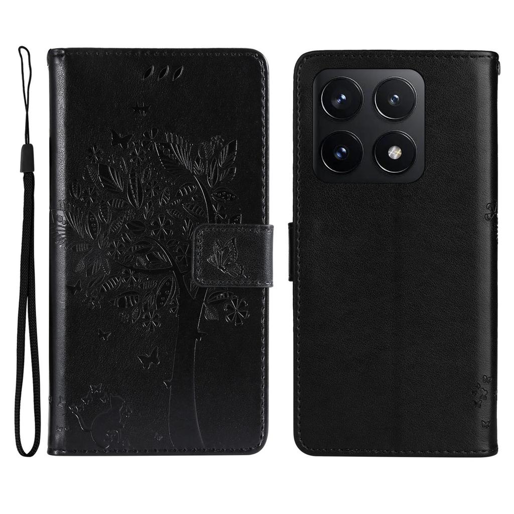 Für Xiaomi 14T Handyhülle mit Ständer Katzenbaum Muster Leder Geldbörse Handyhülle