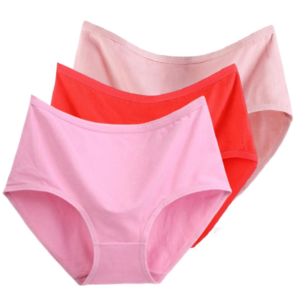 3pcs High Waist Women's Panties Women's Large Size Panties Solid Color High-waisted Triangle Pants Underwear Briefs
