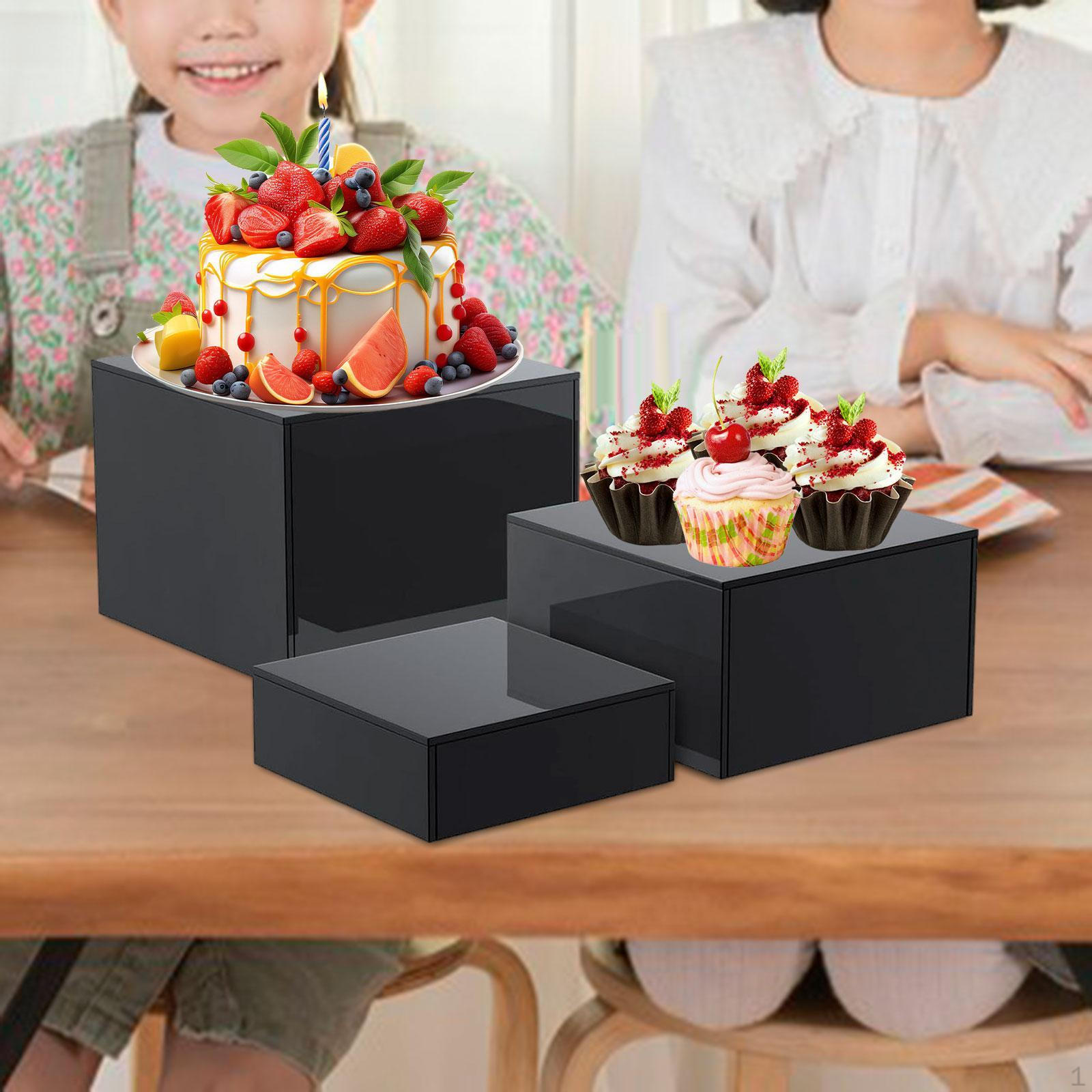 

3 шт. Подставка для куба для шведского стола, вложенная в кейтеринговую подставку для конфет чёрный