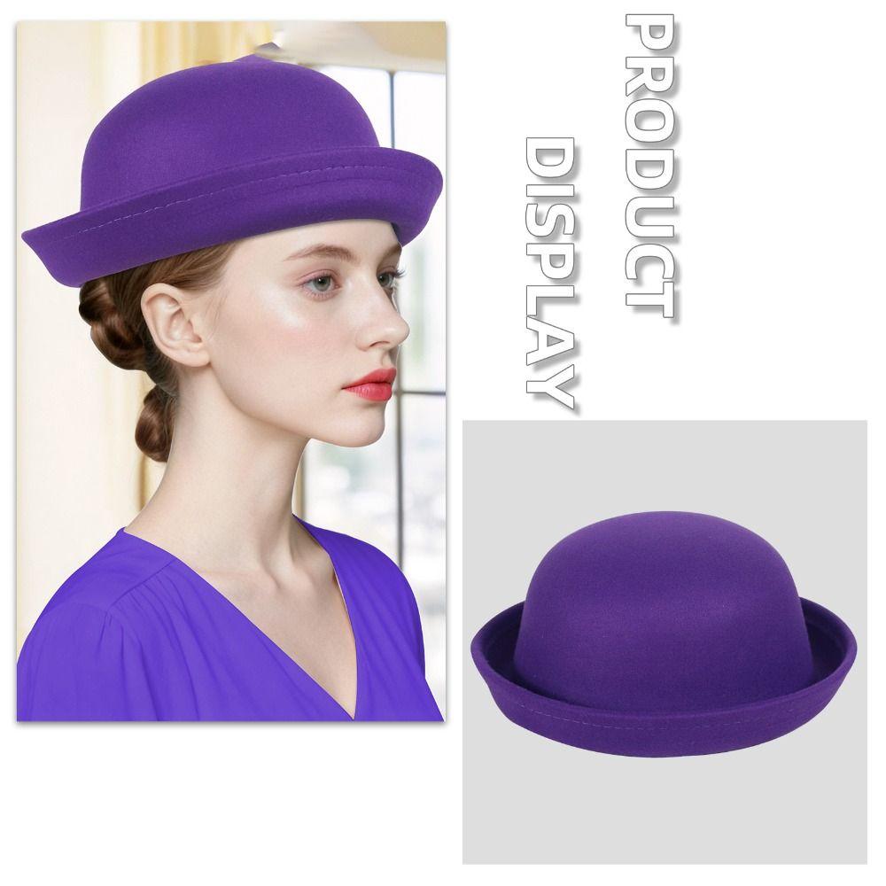 Chapeau Rond Fille en Feutre de Laine Chapeau Floppy Vintage Chapeau Derby Tendance Occasions Formelles